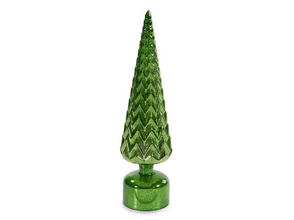 Albero di Natale girevole in vetro decorato con luci LED