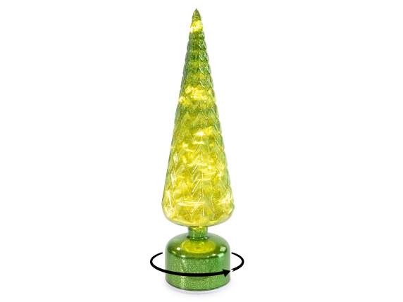 Albero di Natale girevole in vetro decorato con luci LED