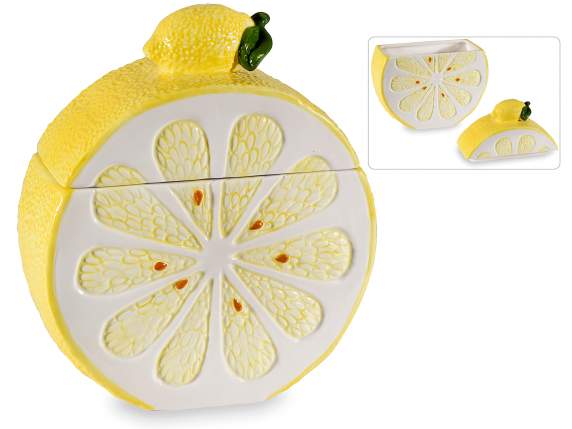 Barattolo alimentare in ceramica a forma di fetta di limone