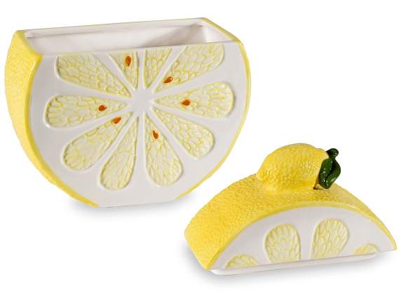 Barattolo alimentare in ceramica a forma di fetta di limone