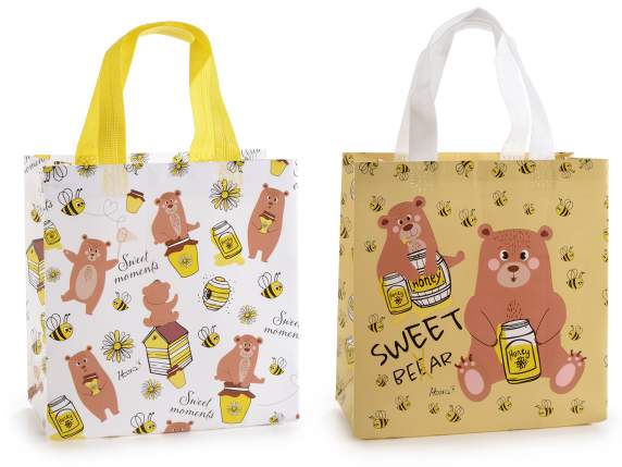 Borsa in tessuto non tessuto con stampa Birba Bear