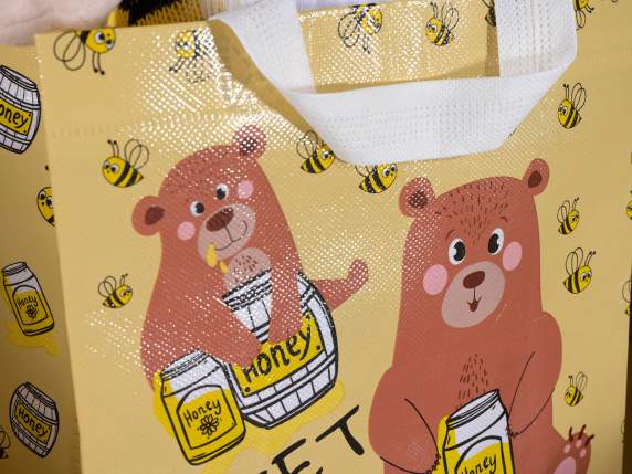 Borsa in tessuto non tessuto con stampa Birba Bear