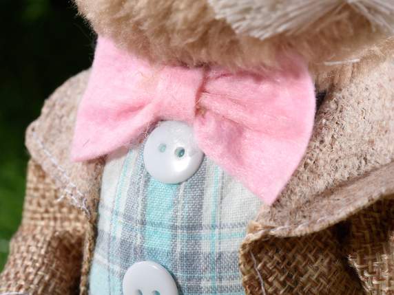 Coniglietto in finto pelo con abito e ovetti palloncini