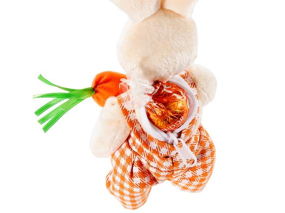 Coniglietto portadolci stoffa con carota e zip da appendere