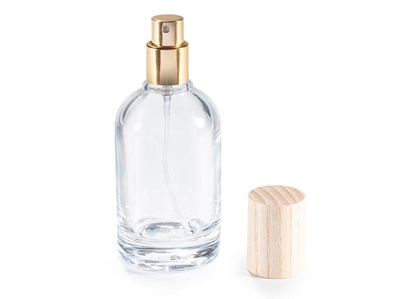 Flacone in vetro 50 ml tappo spray e copritappo in legno