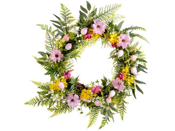 Ghirlanda di fiori e foglie artificiali