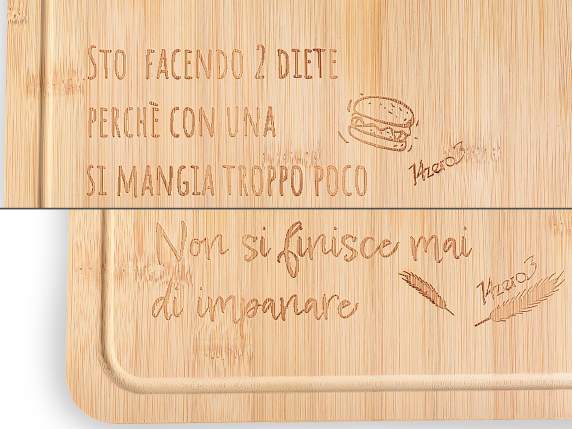 Set tagliere con 3 utensili da cucina in legno di bamboo