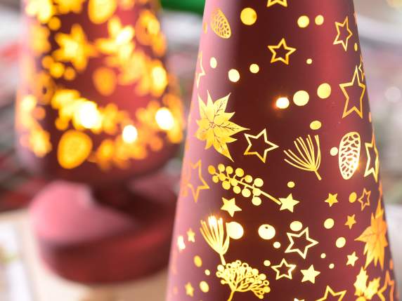 Albero di Natale in vetro decorato con luci LED