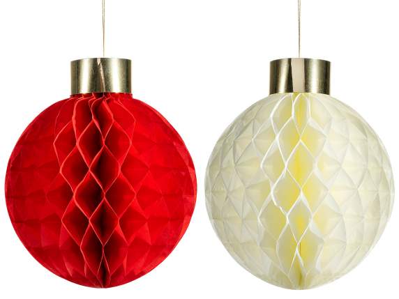 Palla Natale decorativa in carta a nido dape da appendere
