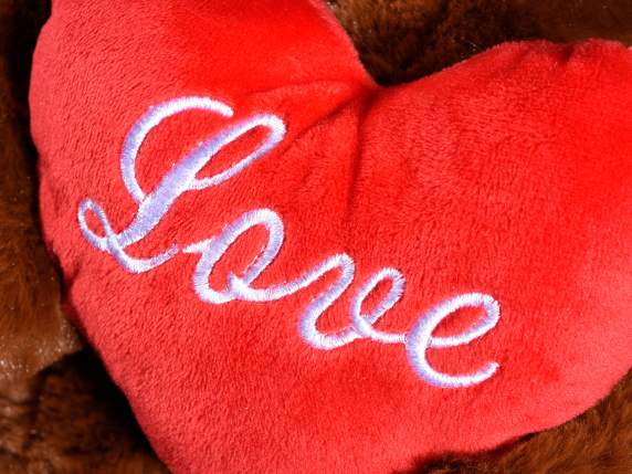 Orsetto di peluche con cuore imbottito e scritta Love