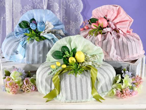 Sacchetto portacolomba in stoffa rigata colorata con tirante