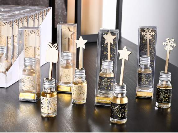 Mini profumatore ambiente 10 ml con stick legno natalizio