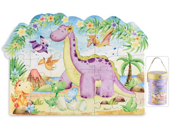 Puzzle 30 tessere cartoncino in scatola cilindro con manico