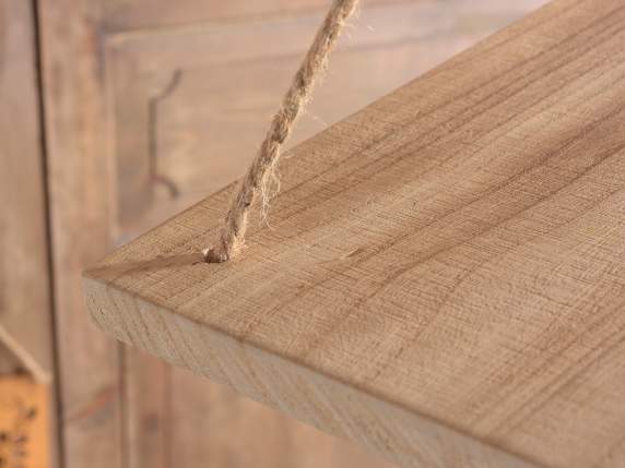 Set 2 ripiani in legno naturale con corde da appendere