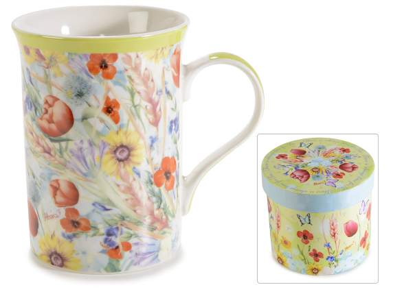 Tazza in porcellana Fiori di Campo in scatola regalo