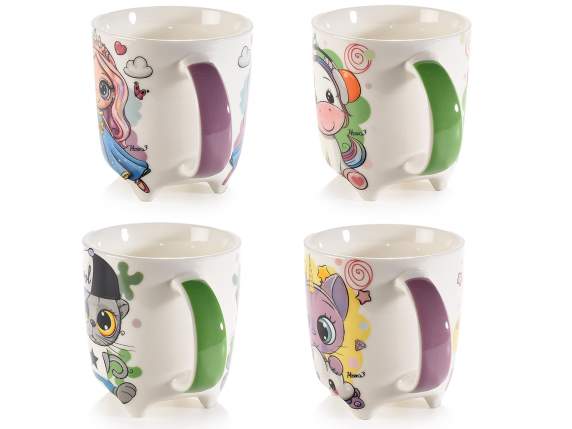 Tazza mug in porcellana con piedini e stampa Kids