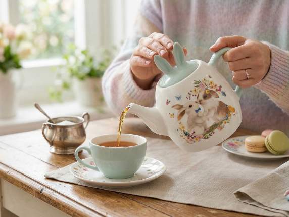 Teiera in ceramica alimentare 1L con coperchio con orecchie