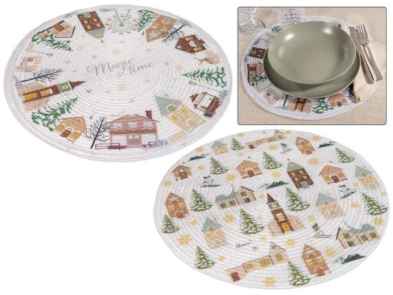 Tovaglietta natalizia tonda in poliestere