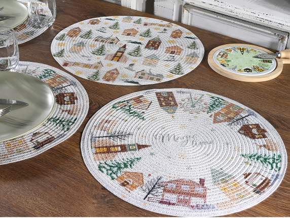 Tovaglietta natalizia tonda in poliestere