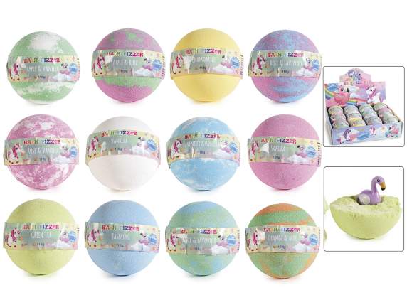 Bombe de bain 110g colorée, parfumée avec surprise fantaisie