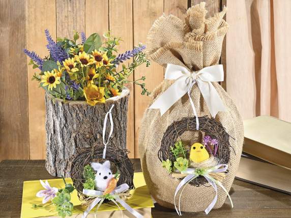 Guirlande en bois naturel thème Pâques à suspendre