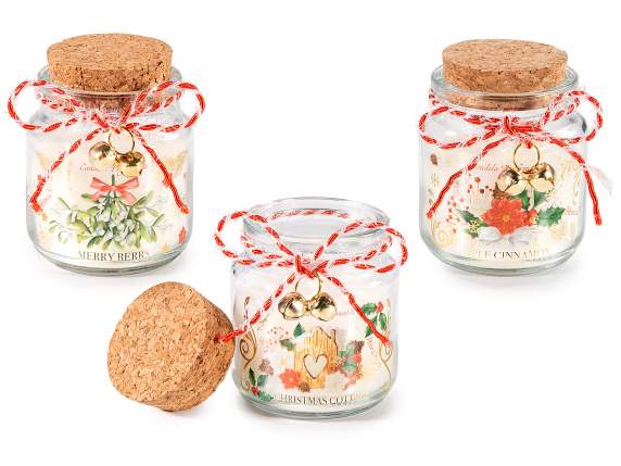 Bougie parfumée dans un bocal en verre avec bouchon en liège