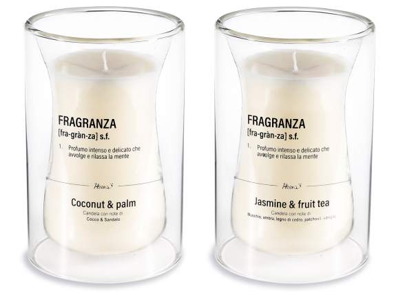 Bougie parfumée dans un pot en verre à double fond