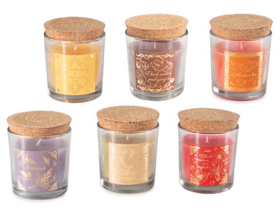 Bougie parfumée dans un bocal en verre avec bouchon en liège