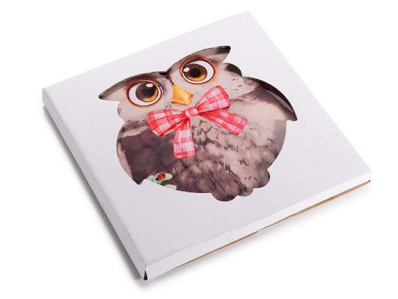 Dessous de plat hibou en céramique brillante avec base en li