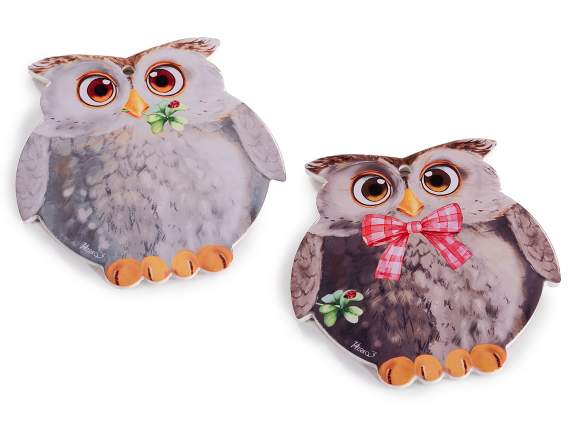 Dessous de plat hibou en céramique brillante