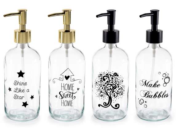 Distributeur de savon en verre transparent de 500 ml