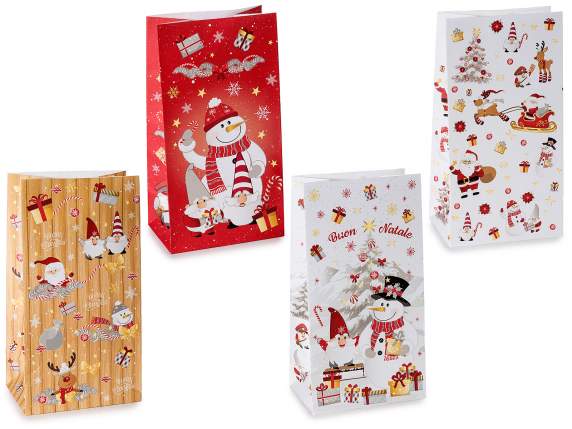 Sac en papier de Noël avec pince, étiquette et autocollant
