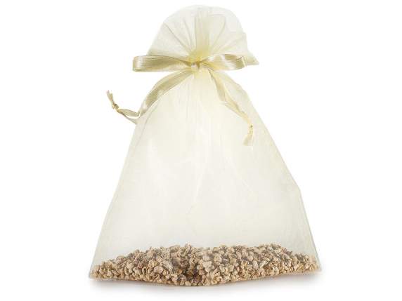 Sac en organza jaune paille 17x22 cm avec cordon de serrage