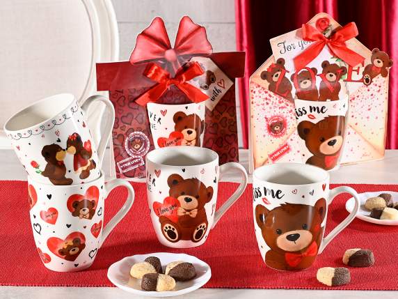 Mug en porcelaine de 300 ml décoré dours en peluche