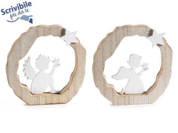 Décoration de Noël en bois avec ange et étoile