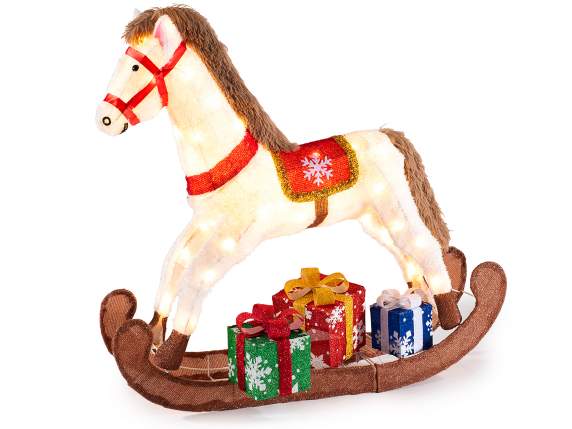 Cheval à bascule avec paquets, noyau en métal et lumières