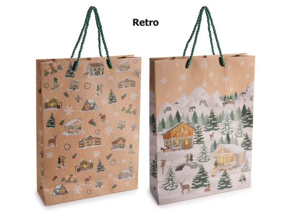 Grand sac-enveloppe de Noël en papier kraft avec fenêtre