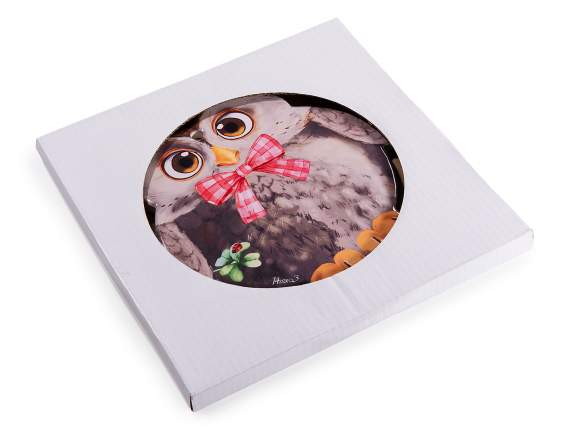 Dessous de plat hibou en céramique brillante