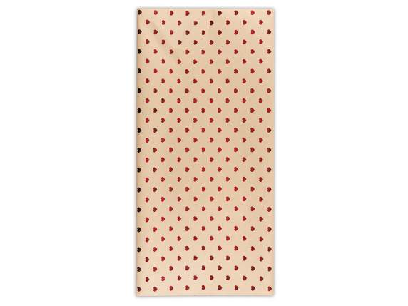 Lot de 20 feuilles de papier cadeau kraft avec coeurs métall