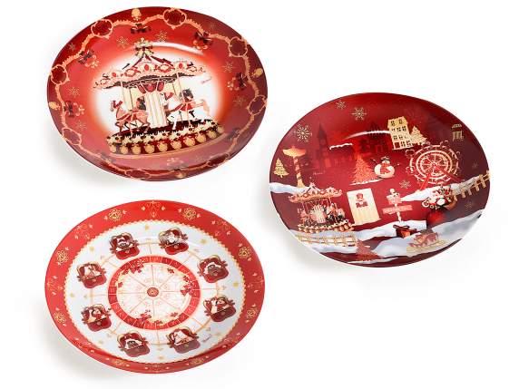 Assiette ronde en porcelaine avec décorations de Noël