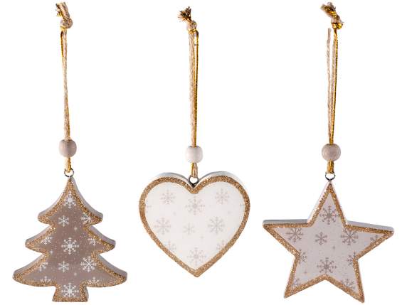 Décoration de Noël en bois décorée à suspendre