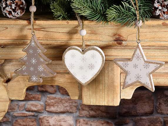 Décoration de Noël en bois décorée à suspendre