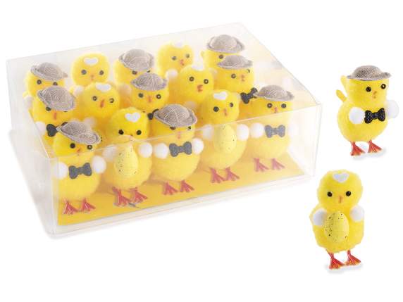 Coffret de 15 poussins décoratifs élégants avec décorations