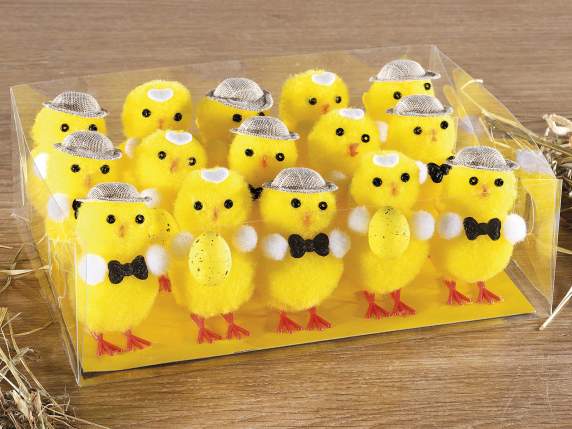 Coffret de 15 poussins décoratifs élégants avec décorations