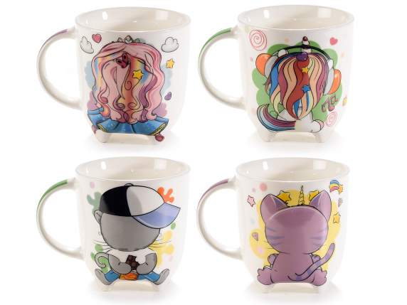 Tasse en porcelaine de 350 ml avec pieds et imprimé
