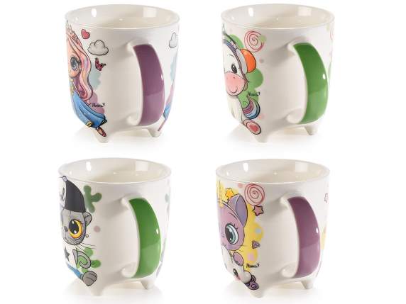 Tasse en porcelaine de 350 ml avec pieds et imprimé