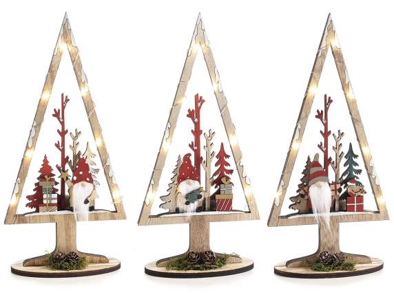 Sapin de Noël en bois avec lumières LED à poser