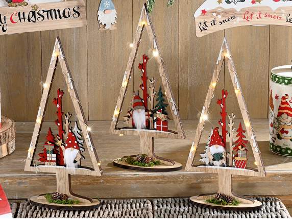 Sapin de Noël en bois avec lumières LED à poser