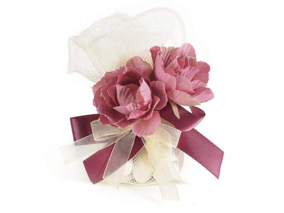 Rose artificielle en tissu rose antique