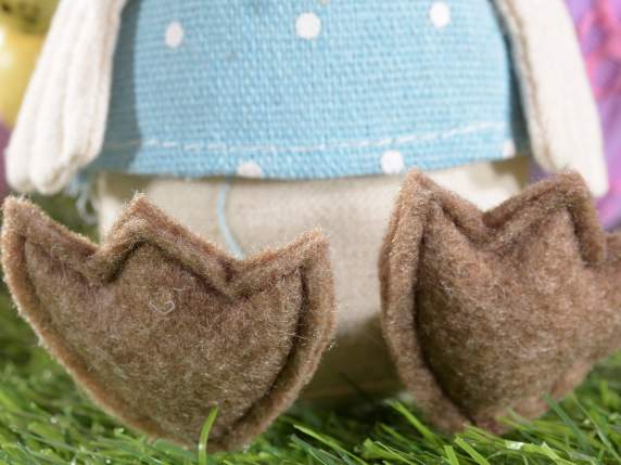 Poule en tissu avec robe à pois à suspendre ou à poser